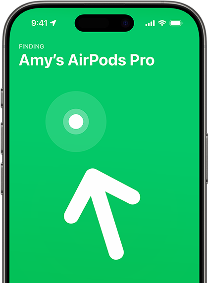 iPhone, displaying Find My for AirPods Pro