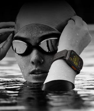 Ultra 2 on the wrist of a swimmer in a pool