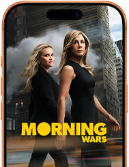 An iPhone 17 Pro front screen showing the Apple TV+ series Morning Wars