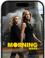An iPhone 17 front screen showing the Apple TV+ series The Morning Show